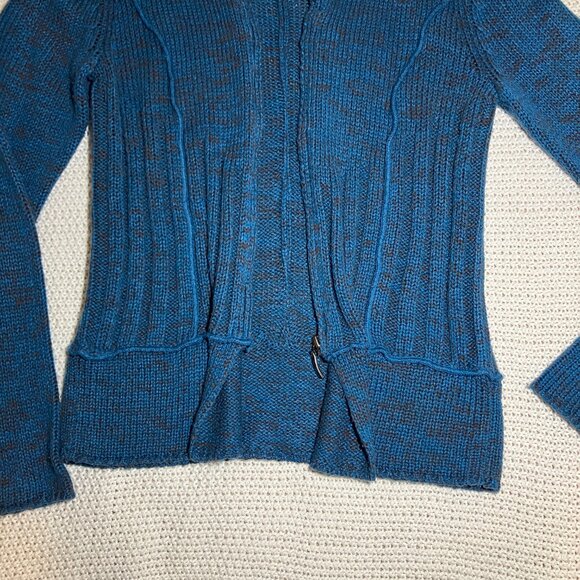 Cato Women's Medium Blue Zip-Up Knit Sweater Cardigan Grunge Whimsigoth Indie - Picture 4 of 8